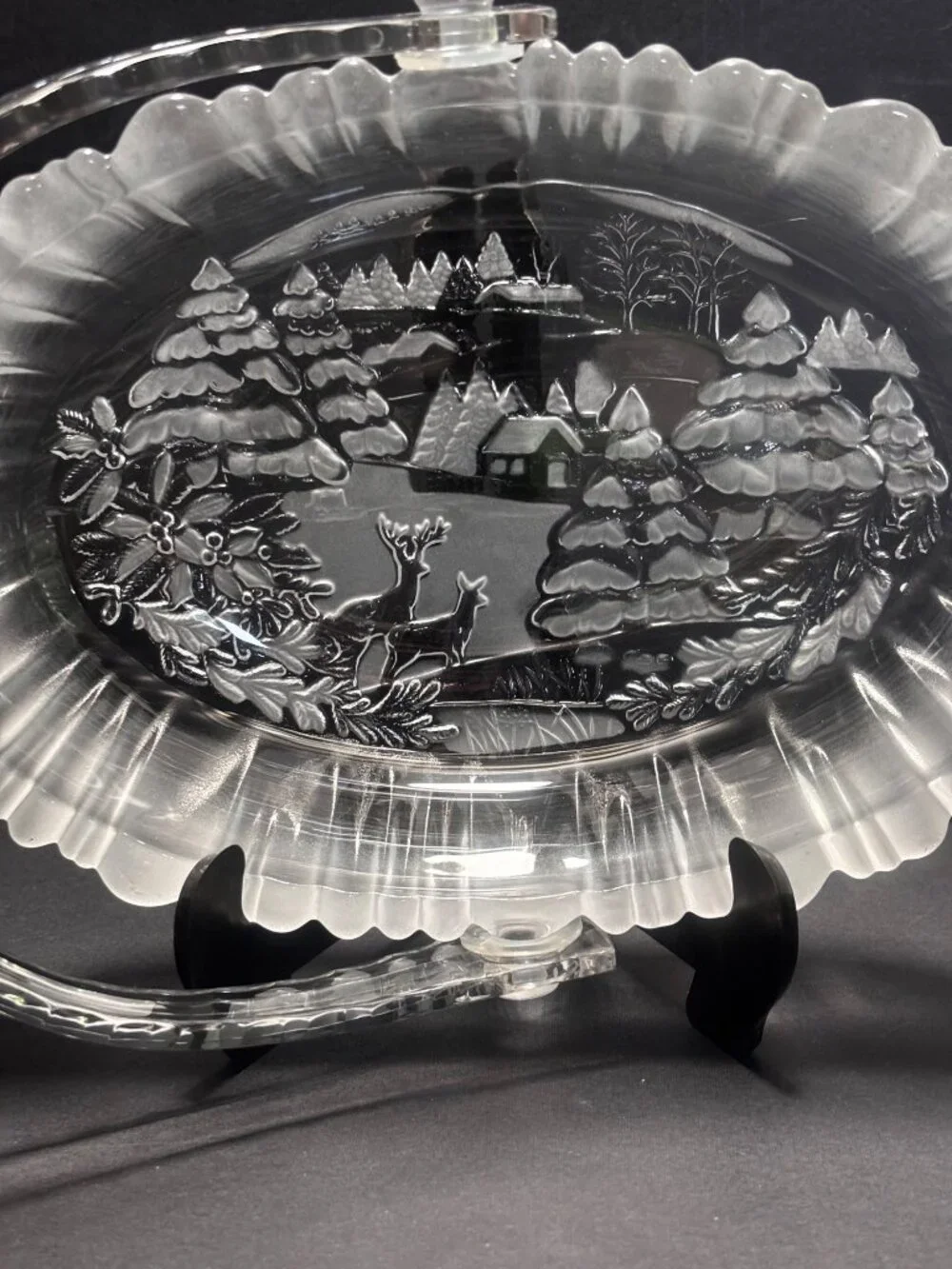 Mikasa Winter Dreams Frosted Candy Nut Dish With Handle VTG 90s Made In Germany